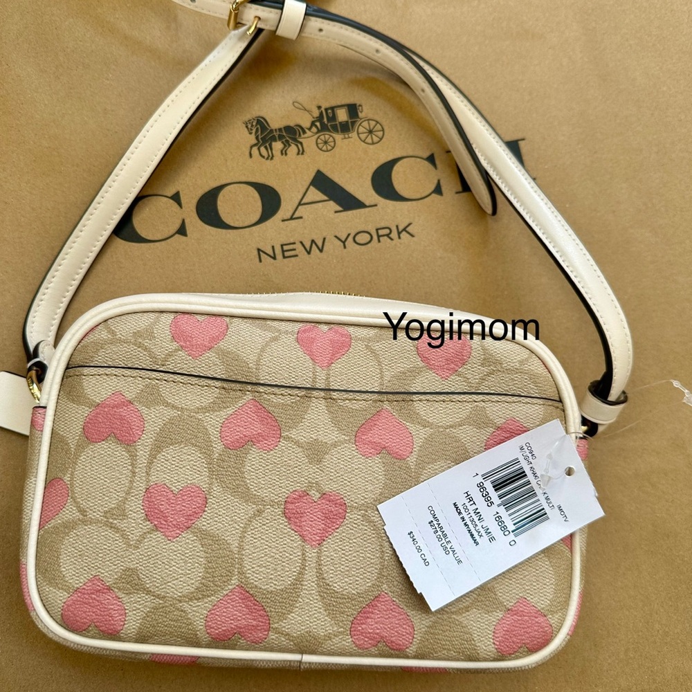 NWT Coach Mini Jamie Camera Bag In Signature Canvas With Heart Print CO940 - Picture 11 of 13